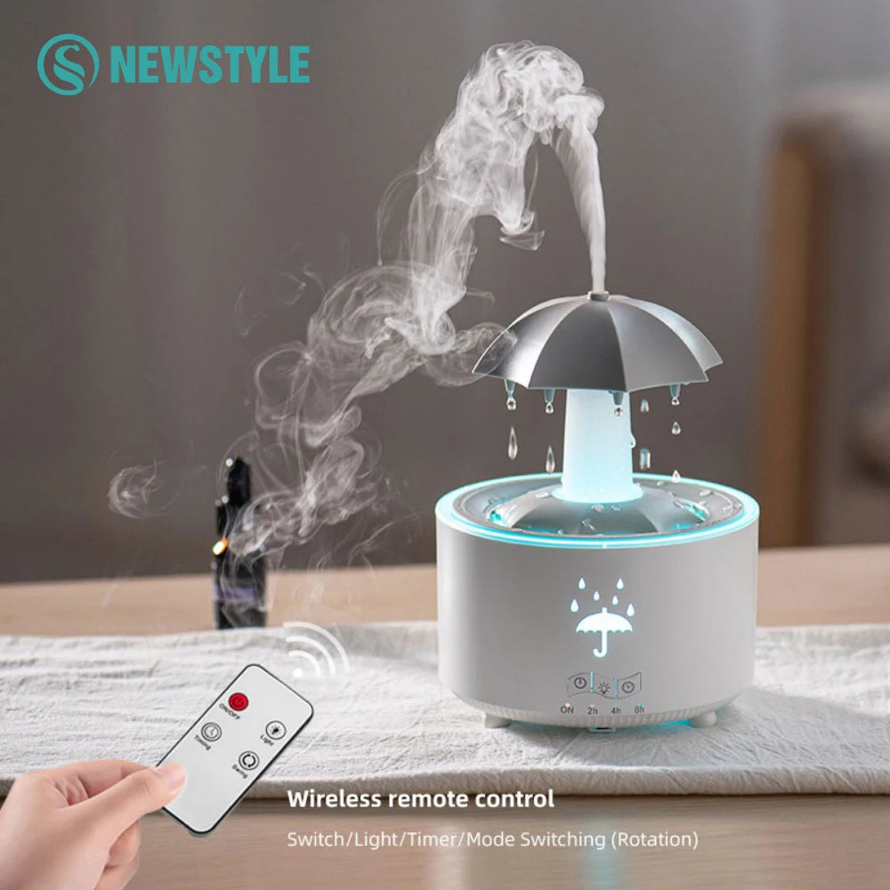 Rotating Umbrella Water Drop Air Humidifier with Colourful Night Lights Mute Spary Home Essential Oil Aroma Diffuser Humidifier Quick Pick Grocers